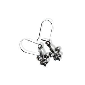 Antiqued Silver-Tone Fleur de Lis drop dangle pierced Earrings